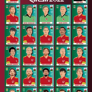 Cymru poster illustrated with Wales player portraits.